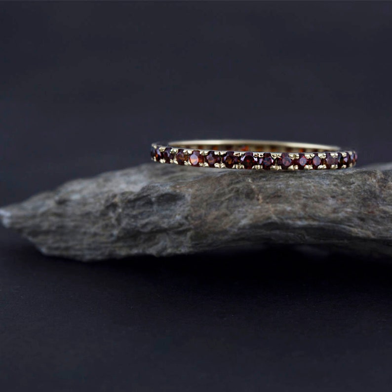 sale Stack-able ring Size 6 12 and 7 12-9K yellow gold Garnet eternity ring eternity ring