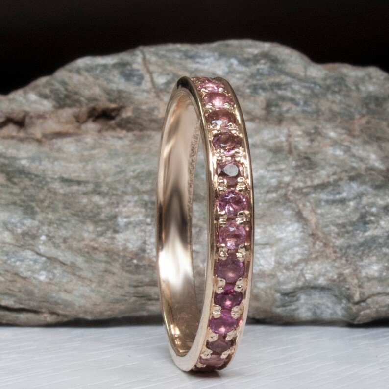 Pink Tourmaline / eternity ring / eternity band / handmade ring / stacking ring / gift for her / 14K Gold rings image 1