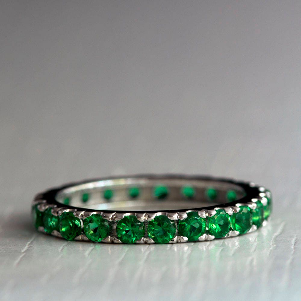 Emerald Eternity ring Green stone eternity ring | Etsy