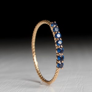 Half eternity ring Sapphire ring - Blue gemstone Gold ring - stacking ring - September birthstone