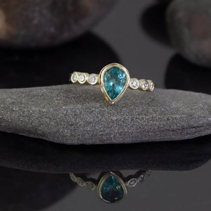 Gold ring / Diamond ring / Apatite gold ring / Gift for her / 14K Gold image 3