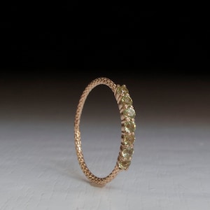 Half eternity ring Gold peridot ring 7 stone ring Gold Peridot ring Peridot ring Pale green stone image 3