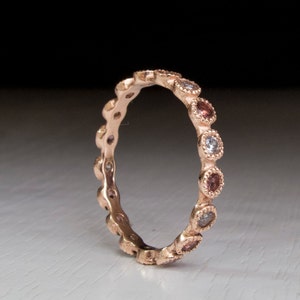 Tourmaline Gold Ring- eternity band - stacking ring - pink tourmaline - gemstone - White Crystal - Rose Gold - Yellow Gold