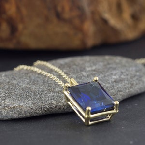 Sapphire necklace, blue sapphire, gold necklace, necklace, necklaces for women, sapphire jewelry, September birthstone, sapphire pendant 画像 5