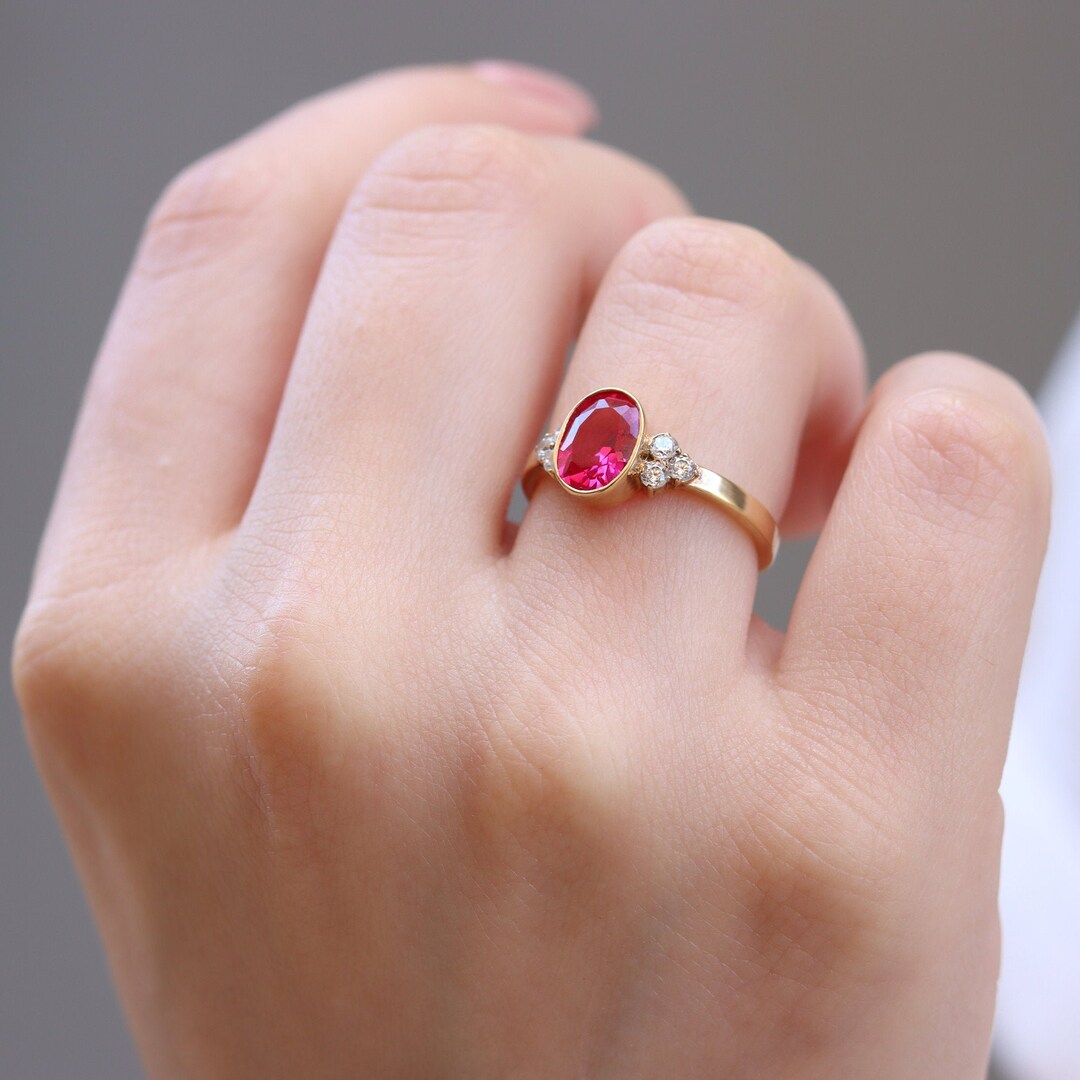 Buy Ruby Ring Rose Gold Natural Ruby Ring July Birthstone Online in India Etsy