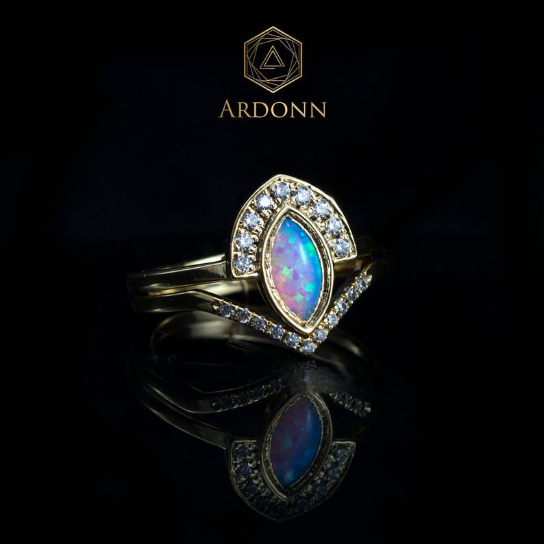 Vintage ring unique ring engagement ring unique engagement blue opal opal engagement ring opal ring diamond ring halo opal ring