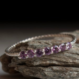 Alexandrite ring Half eternity stacking ring purple stone ring image 1