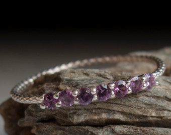 Alexandrite ring - Half eternity - stacking ring - purple stone ring