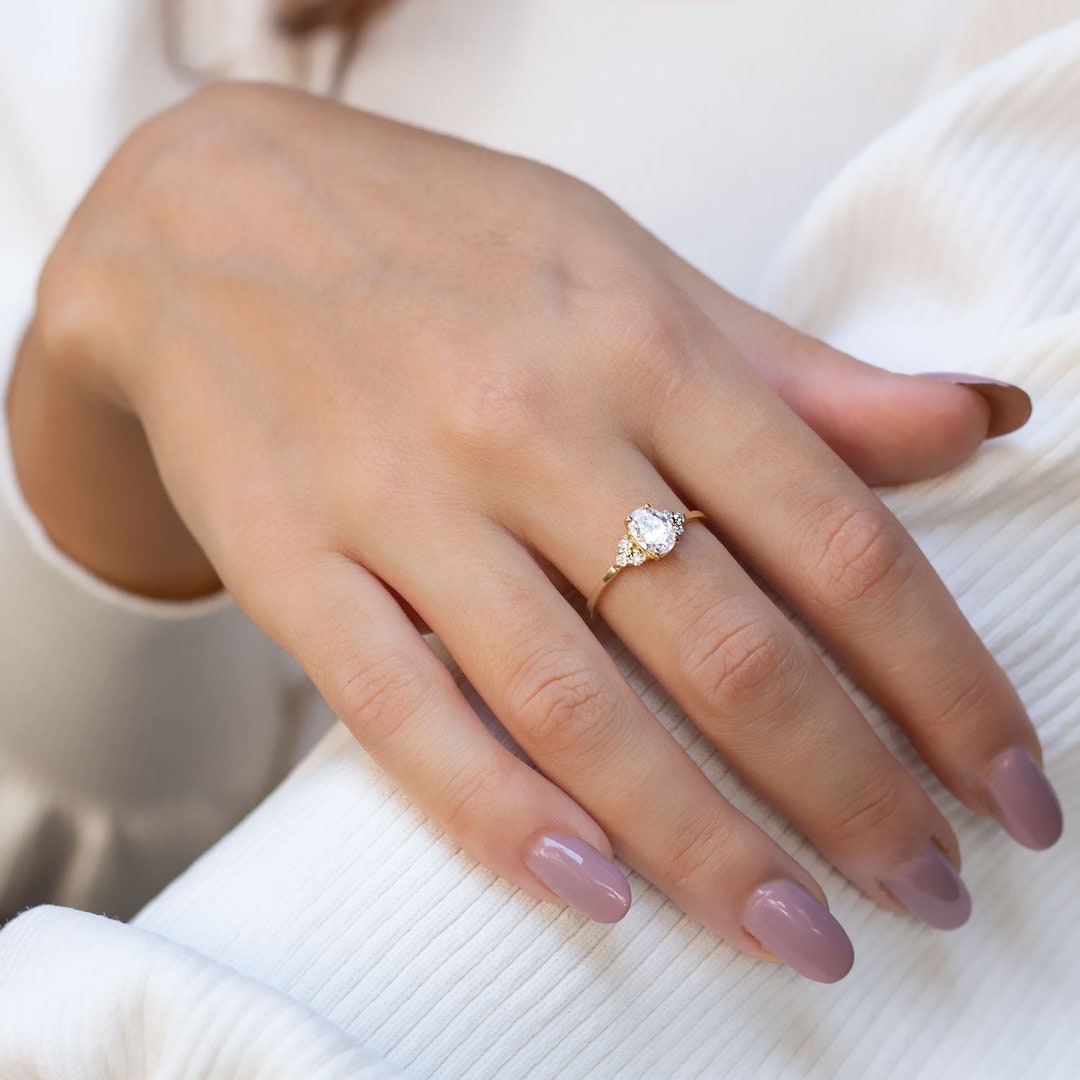 White Sapphire Ring, White Sapphire and Diamond Ring