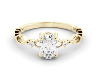 Delicate Celtic Ring with Lab Diamond: 14K Gold, Infinity Knot