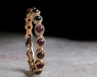 Garnet Gold Eternity Ring - 14 Karat Ring - 9 Karat - 18 Karat Gold