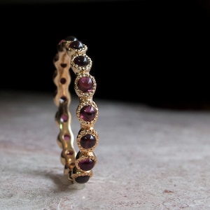 Garnet Gold Eternity Ring - 14 Karat Ring - 9 Karat - 18 Karat Gold