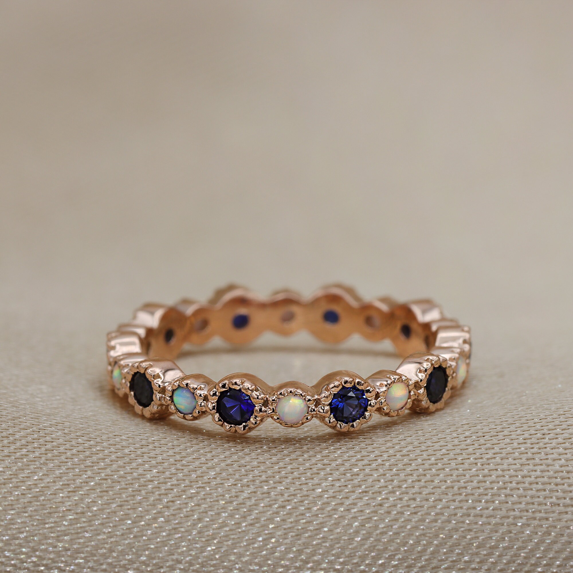 Eternity Ring With Alternating White Opals and Etsy