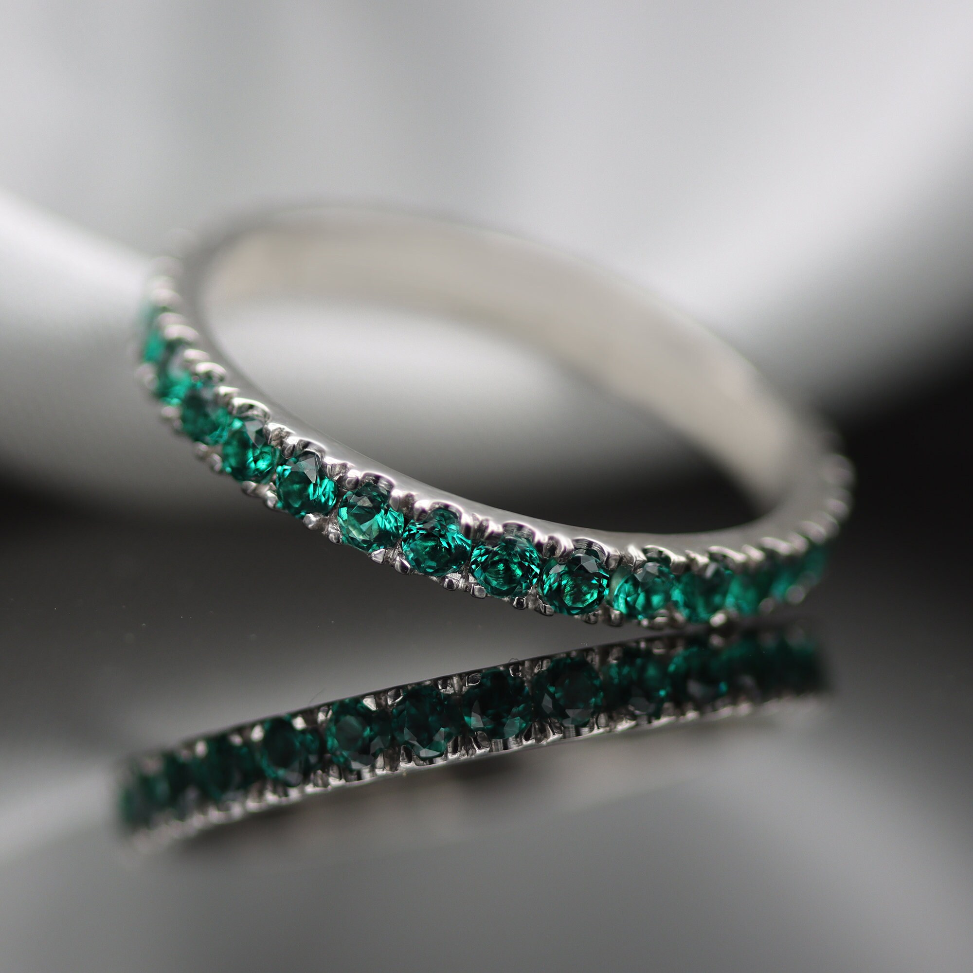 Blue Emerald Eternity Ring | Etsy