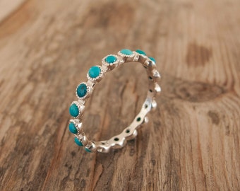 turquoise Ring - Eternity ring - Green stone ring - bridesmaid gift - anniversary ring