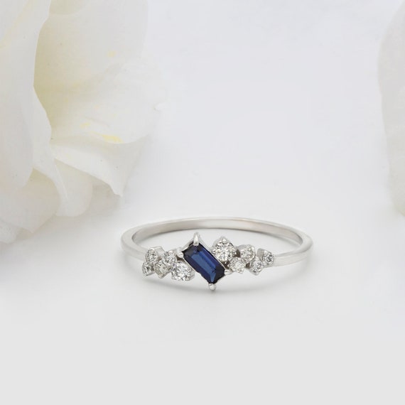 Sapphire Ring Promise Ring Diamond Ring Sapphire and - Etsy