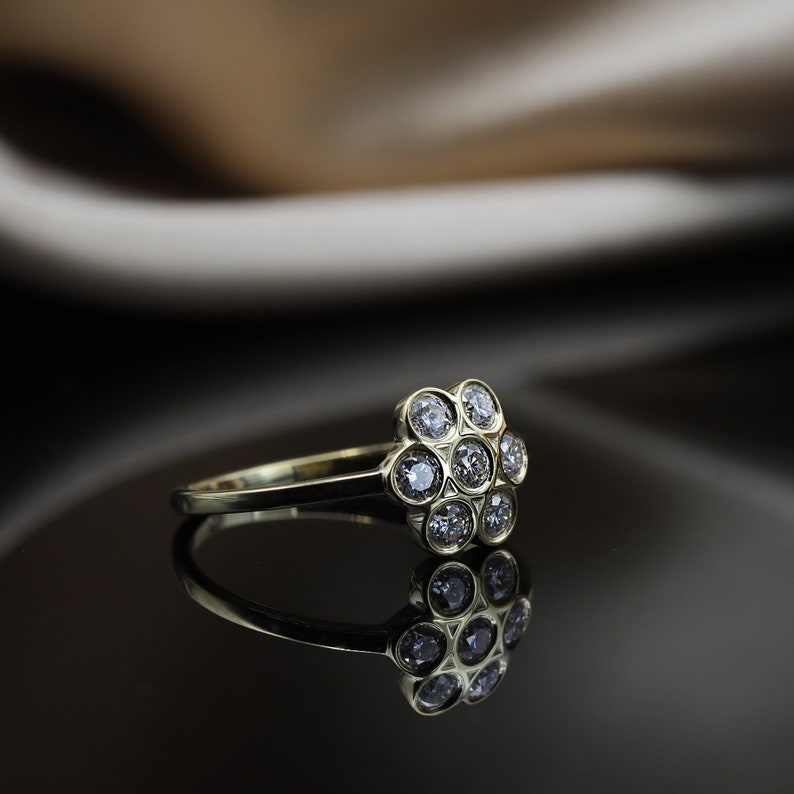 Diamond cluster ring, cluster ring, gold diamond ring, diamond ring, 14k gold ring, cluster diamond ring, 18K gold ring, dainty diamond ring image 4
