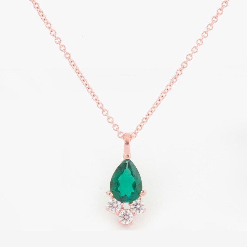 Pear shaped emerald pendant necklace Diamonds pear emerald | Etsy