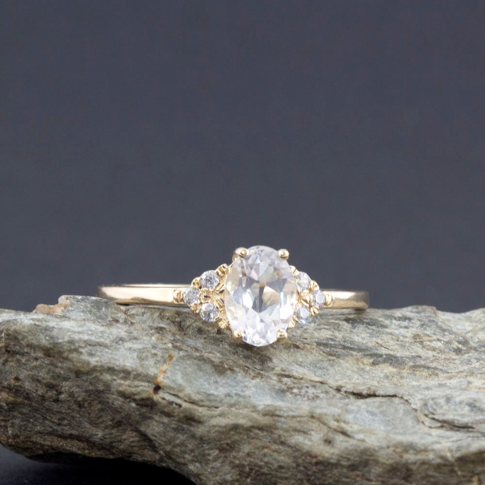 White sapphire ring white sapphire and diamond ring image 0
