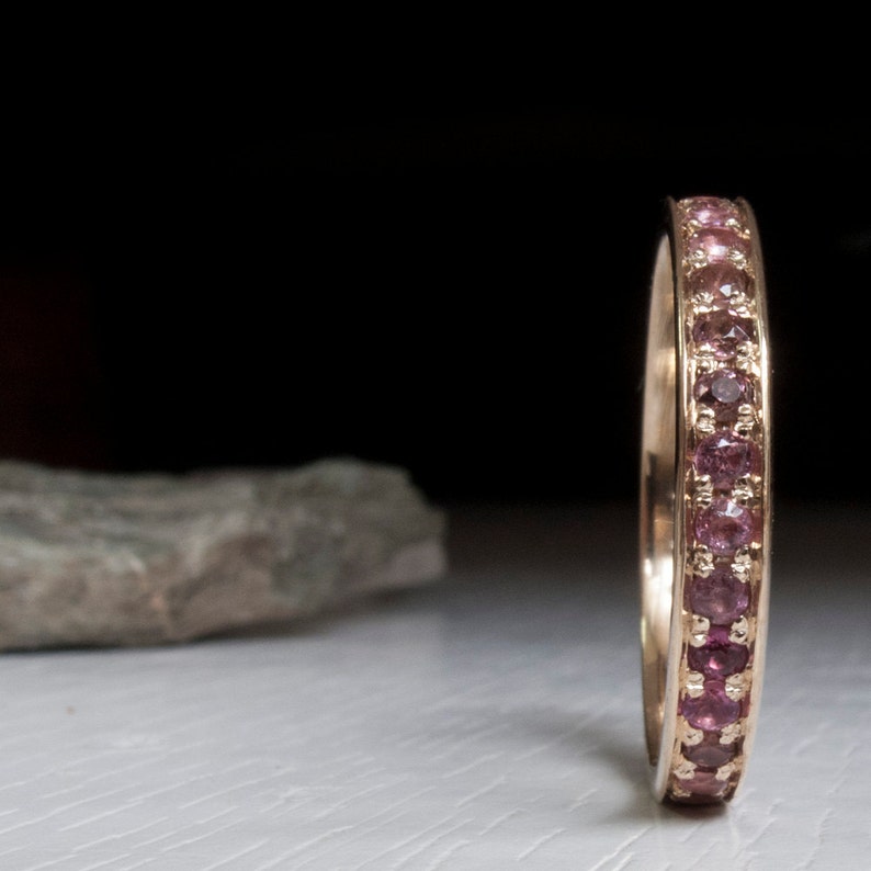Pink Tourmaline / eternity ring / eternity band / handmade ring / stacking ring / gift for her / 14K Gold rings image 3