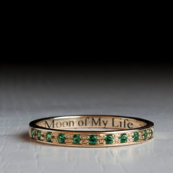 Gold Emerald half Eternity ring -   game of thrones- moon of my life - daenerys - dothraki- my sun and stars- green stone - stacking band