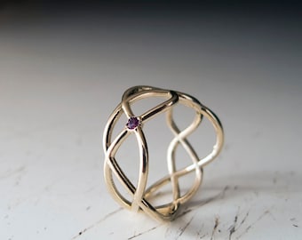 Gold Infinity Ring with Ruby