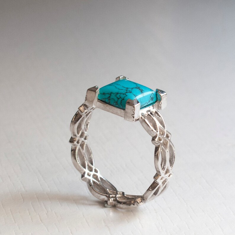 Eternity Ring Turquoise Sterling Silver Celtic Ring
