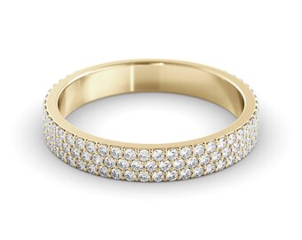 Diamond Pavé Gold Ring: 0.85 Carat Natural Diamonds, Classic Style
