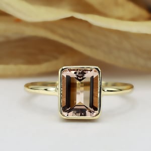Morganite ring / pink morganite ring / engagement ring / Bezel set / Promise ring / Best friend ring / 14K Gold ring image 1