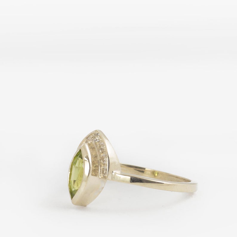 Vintage ring, diamond ring, Peridot ring, engagement ring, unique ring, unique engagement, Peridot engagement ring, halo Peridot ring image 3