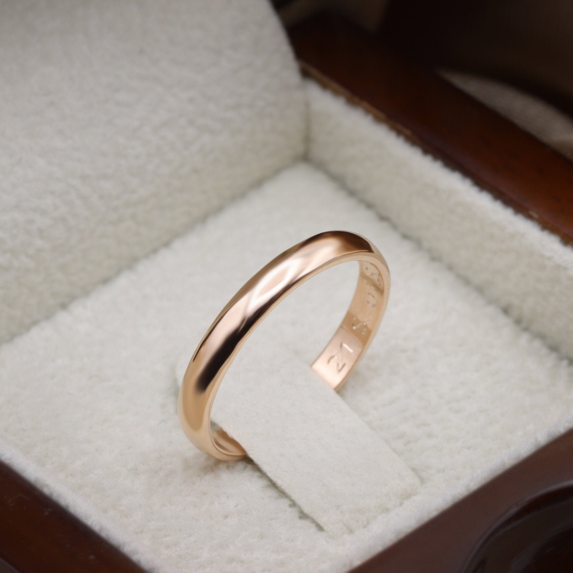 Beautiful 14K Rose Gold Ring , Simple Wedding Band in Solid Gold - Etsy