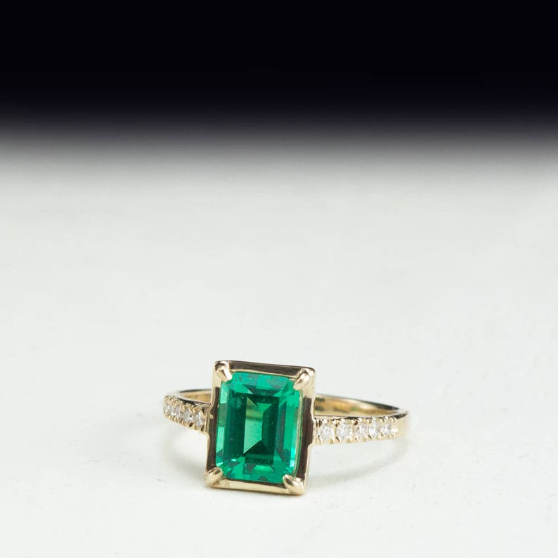 emerald ring, emerald solitaire, may birthstone ring, emerald gold ring, emerald engagement, green gemstone, vintage ring, anniversary ring image 2