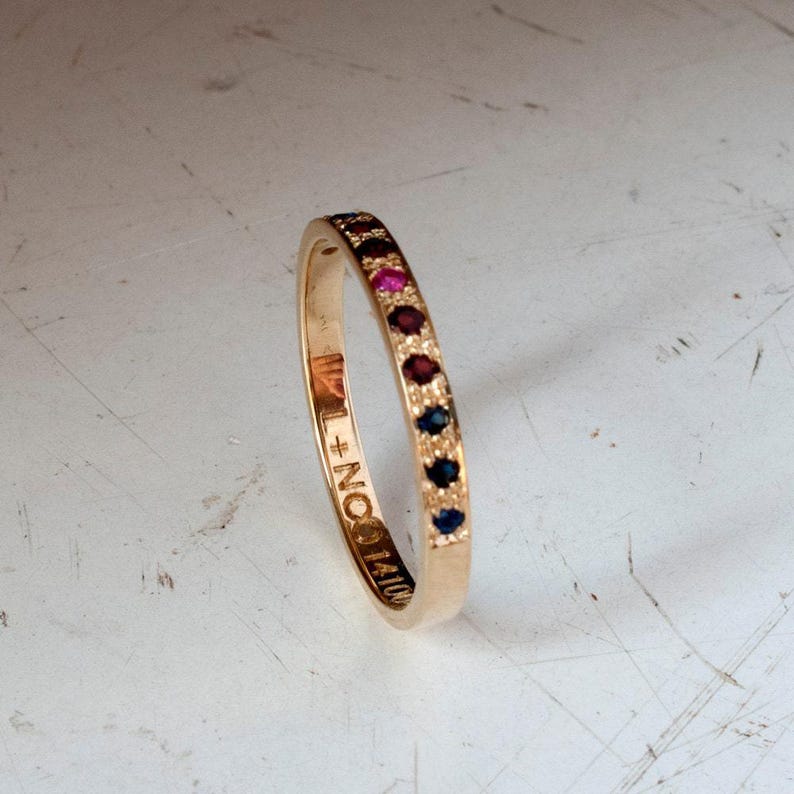 Half eternity ring with custom engraving - 14 Karat Gold - 18 Karat Gold - 9 Karat Gold - engraved image 4