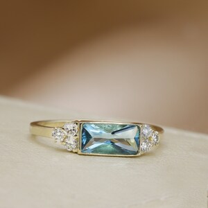 Aquamarine and Diamond Engagement Ring Aquamarine Diamond - Etsy