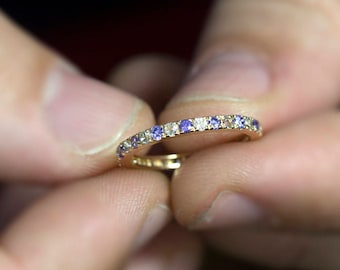 Alternating Amethysts and White Sapphire eternity ring