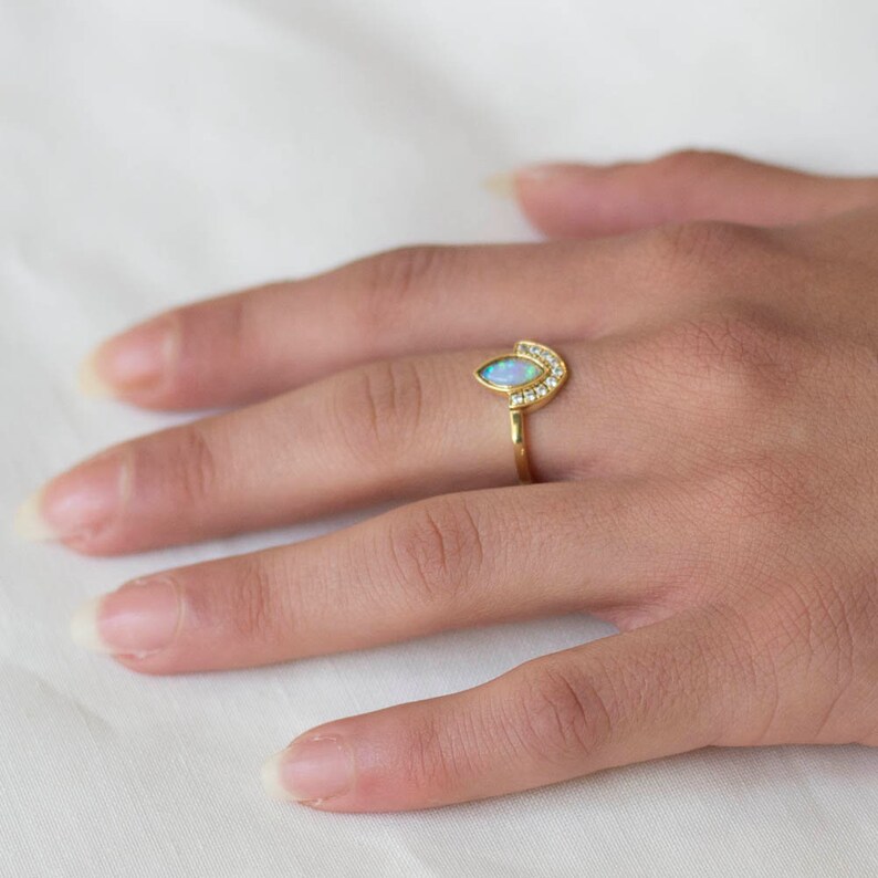Vintage ring unique ring engagement ring unique engagement blue opal opal engagement ring opal ring diamond ring halo opal ring