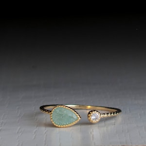 Open ring Turquoise Green adjustable Stacking ring image 1