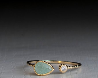 Open ring - Turquoise Green - adjustable Stacking ring