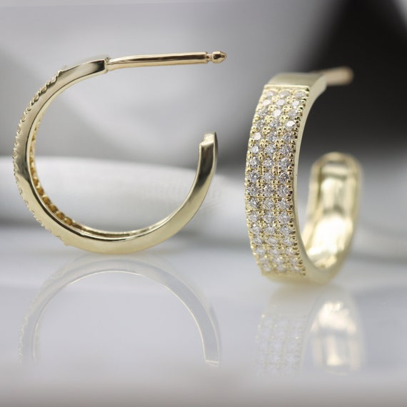 Diamond open hoop sale earrings
