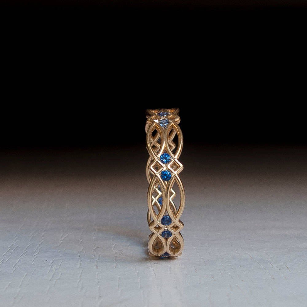 Celtic Eternity Ring Sapphire Ring Blue Stones Ring Gold Etsy
