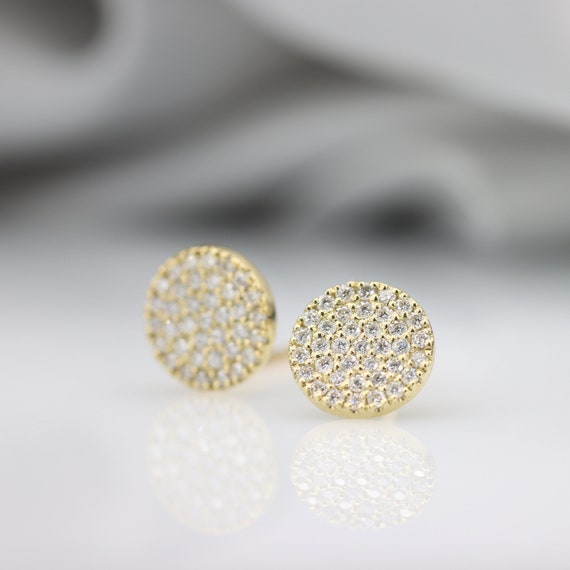 Pave round deals stud earrings