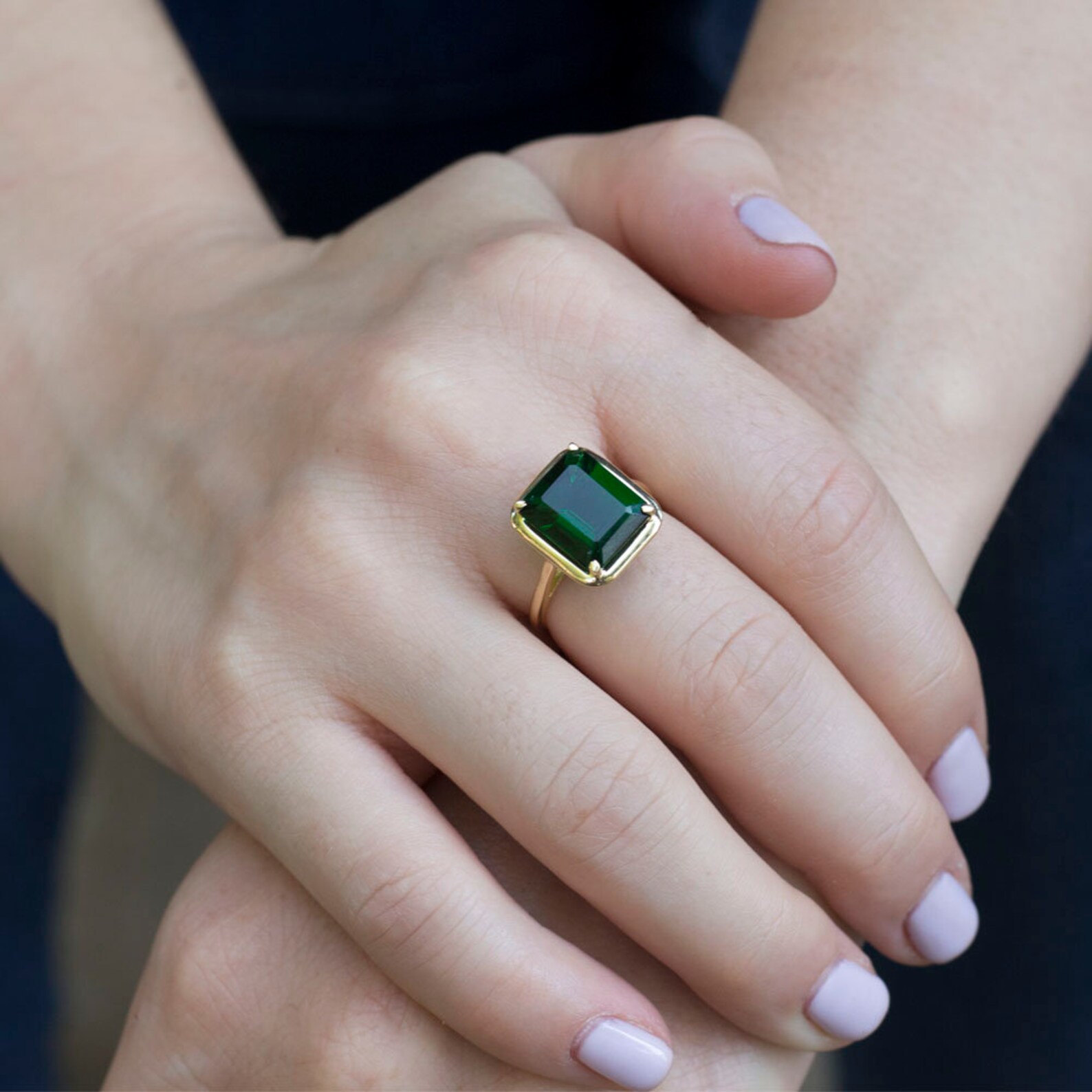 Lab Grown Emerald Ring Emerald Jewelry Rose Goldpink Gold Etsy