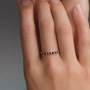 Half eternity ring Sapphire ring blue stone ring promise ring engagement ring sapphire ring gift for her ring for women rose image 6