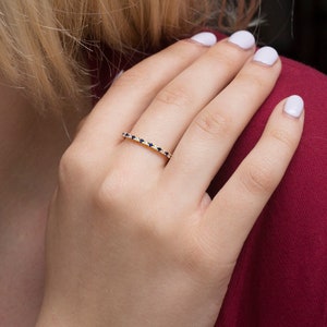 3/4 Eternity Ring with Alternating Blue Sapphires and diamond - Blue Sapphire - diamonds - Diamond ring