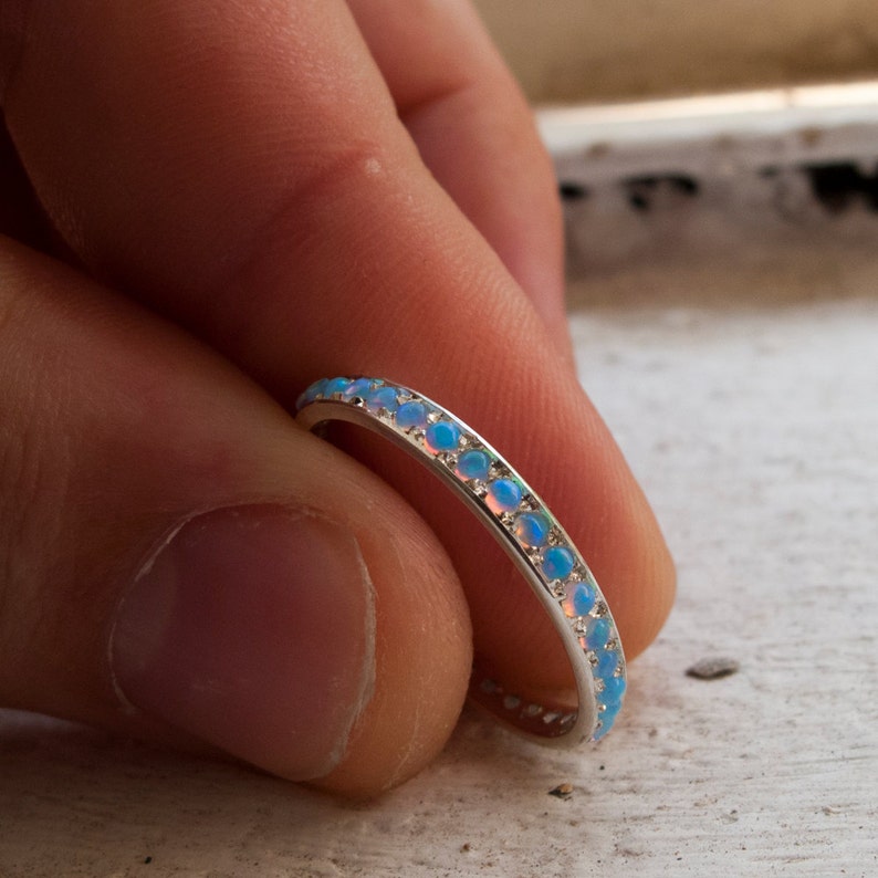 White Gold Opal Eternity Ring - Etsy