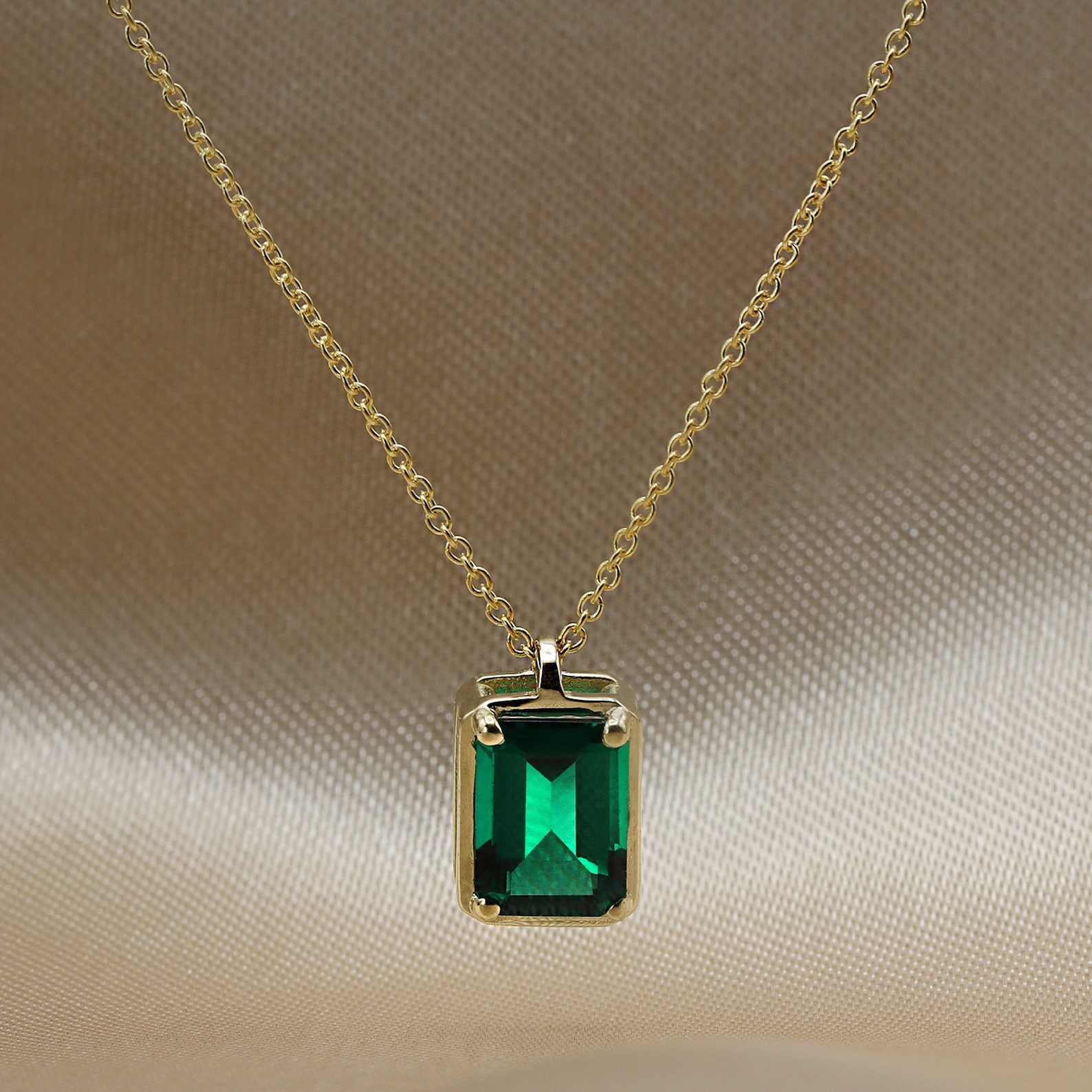 Emerald Necklace, Green Emerald , Gold Necklace, Necklace, Necklaces ...