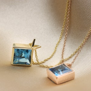 Blue topaz necklace, London blue topaz, Blue necklace, December birthstone necklace, something blue, Gemstone jewelry, rose gold necklace image 6