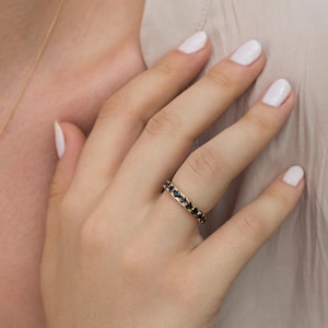 Black diamond ring, Eternity ring, natural diamond, Black diamond, black diamond stone, diamond band, black raw diamonds, unique black ring