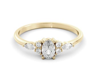Lab-Grown Diamond Ring - Marquise Cut, 14K Gold Options