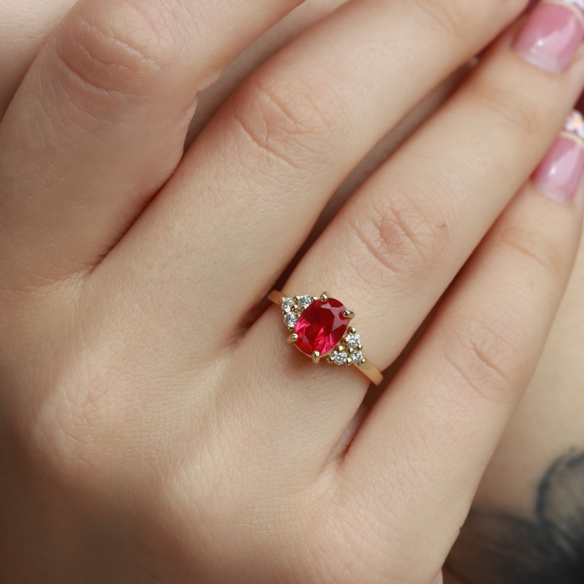 Stunning 1.55Ct Ruby And Diamonds 0.19Ctw Ruby Ring Oval Cut - Etsy